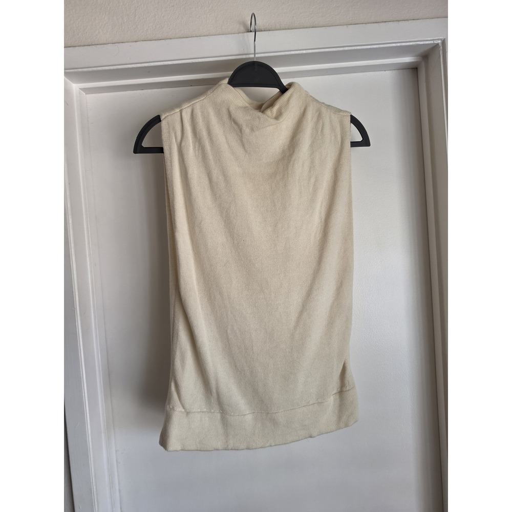 Le17septembre Wool Sleeveless Top Size 36 Ivory Mock Neck Minimalist Luxury
